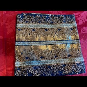 5 cushions set JAIPUR INDIAN SILK  COVERS gold ethnic Royal Blue gift vintage